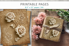 vintage lace rose junk journal pages, floral scrapbook paper Product Image 4