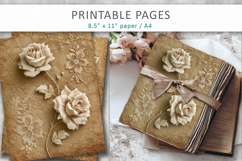 vintage lace rose junk journal pages, floral scrapbook paper Product Image 5