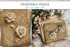 vintage lace rose junk journal pages, floral scrapbook paper Product Image 6