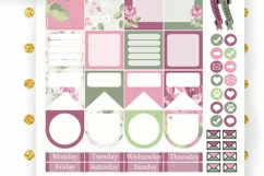 MAMBI planner stickers Monthly Pink Purple roses flowers Product Image 3