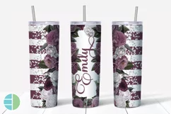 Flower Skinny Tumbler Sublimation Roses Custom Add a Name Product Image 3