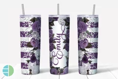 Flower Skinny Tumbler Sublimation Roses Custom Add a Name Product Image 6