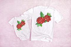 Roses Red Floral Flower Graphic Outline Wreath Clipart PNG Product Image 3