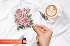 Roses Sticker, Printable Pink Flowers Sticker Product Image 1