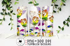 lgbtq tumbler wrap with rainbow flowers
