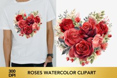 Valentine&#039;s Day roses Watercolor Clipart Product Image 1