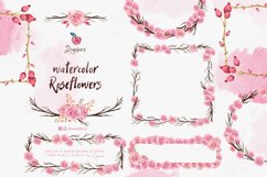 Roses Watercolor clipart, pink floral frames png files 028 Product Image 7