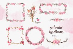 Roses Watercolor clipart, Pink Floral Wreath png 028 Product Image 5