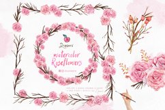 Roses Watercolor clipart, pink floral frames png files 028 Product Image 8