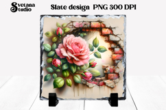 Flower slate sublimation PNG | Rose in wall sublimation Product Image 1