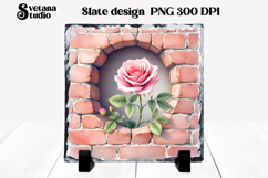Flower slate sublimation PNG | Rose in wall sublimation Product Image 1