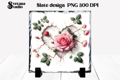 Flower slate sublimation PNG | Rose in wall sublimation Product Image 1