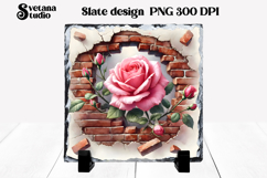 Flower slate sublimation PNG | Rose in wall sublimation Product Image 1