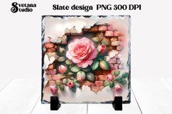 Flower slate sublimation PNG | Rose in wall sublimation Product Image 1