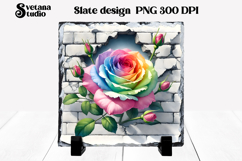 Flower slate sublimation PNG | Rose in wall sublimation Product Image 1