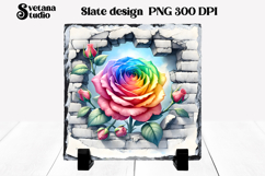 Flower slate sublimation PNG | Rose in wall sublimation Product Image 1