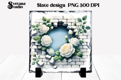 Flower slate sublimation PNG | Rose in wall sublimation Product Image 1