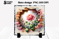 Flower slate sublimation PNG | Rose in wall sublimation Product Image 1