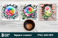 Rose flower square coaster sublimation | Floral coaster Product Image 1