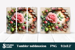 Rose in wall tumbler wrap | Rose flower tumbler sublimation Product Image 1