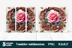 Rose in wall tumbler wrap | Rose flower tumbler sublimation Product Image 1