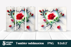 Rose in wall tumbler wrap | Rose flower tumbler sublimation Product Image 1