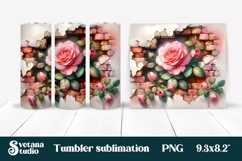 Rose in wall tumbler wrap | Rose flower tumbler sublimation Product Image 1