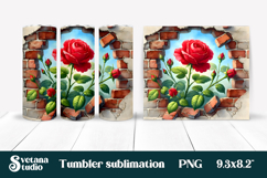 Rose in wall tumbler wrap | Rose flower tumbler sublimation Product Image 1