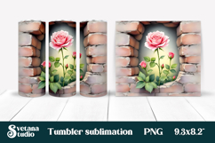 Rose in wall tumbler wrap | Rose flower tumbler sublimation Product Image 1