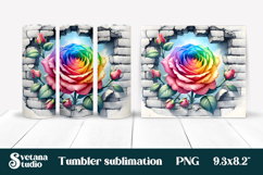 Rose in wall tumbler wrap | Rose flower tumbler sublimation Product Image 1