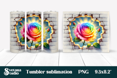 Rose in wall tumbler wrap | Rose flower tumbler sublimation Product Image 1