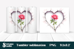 Rose in wall tumbler wrap | Rose flower tumbler sublimation Product Image 1