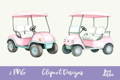 Cute Coquette Retro Golf Cart Vintage Pink Golf Club Clipart Product Image 1