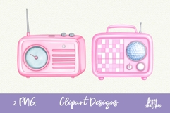 2 Pink Retro Radio 1950s Jukebox Vintage Pink Golf Clipart Product Image 1