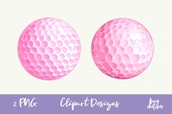 2 Round Pink Golf Ball Coquette Retro Pink Golf Clipart Product Image 1