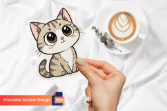 Rough sketch kawaii cat Sticker, Kawaii Cat Art Sticker Product Image 1