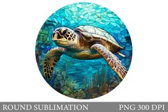 Stained Glass Turtle. Turtle Round Sublimation Product Image 1