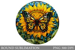 Butterfly Round Sublimation. Flowers Round Sublimation Product Image 1
