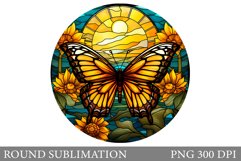 Butterfly Round Sublimation. Stained Glass Sublimation Product Image 1