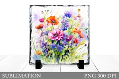 Flowers Sublimation. Wildflowers Slate Sublimation Product Image 1