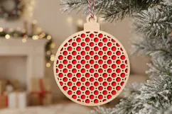 Round Bauble Laser Cut Wood File, Christmas Ornament SVG Product Image 2
