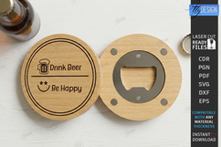 Round Wooden Beer Bottle Opener Laser Cut Bundle | Coasters Product Image 15