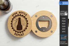 Round Wooden Beer Bottle Opener Laser Cut Bundle | Coasters Product Image 16