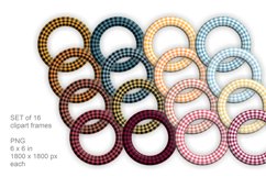 Round Buffalo Plaid Frame Set of 16 PNG in Fall Colors