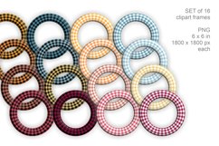 Round Buffalo Plaid Frame Set of 16 PNG in Fall Colors