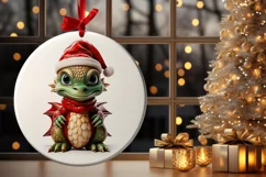 PNG Dragon Christmas clipart Cool Dragon in Santas red hat Product Image 2