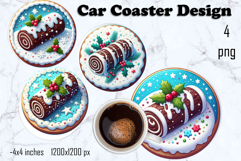 Round Christmas cookie decor Sublimation car Coaster Product Image 1