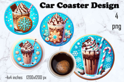 Round Christmas cookie decor Sublimation car Coaster Product Image 1
