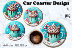 Round Christmas cookie decor Sublimation car Coaster Product Image 1