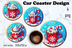 Round Christmas cookie decor Sublimation car Coaster Product Image 1
